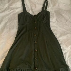 Dark green small dress for summer with buttons